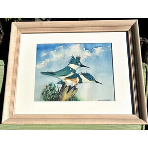 Bluebird Watercolor Painting 16"x13" (Original Artwork, Framed)